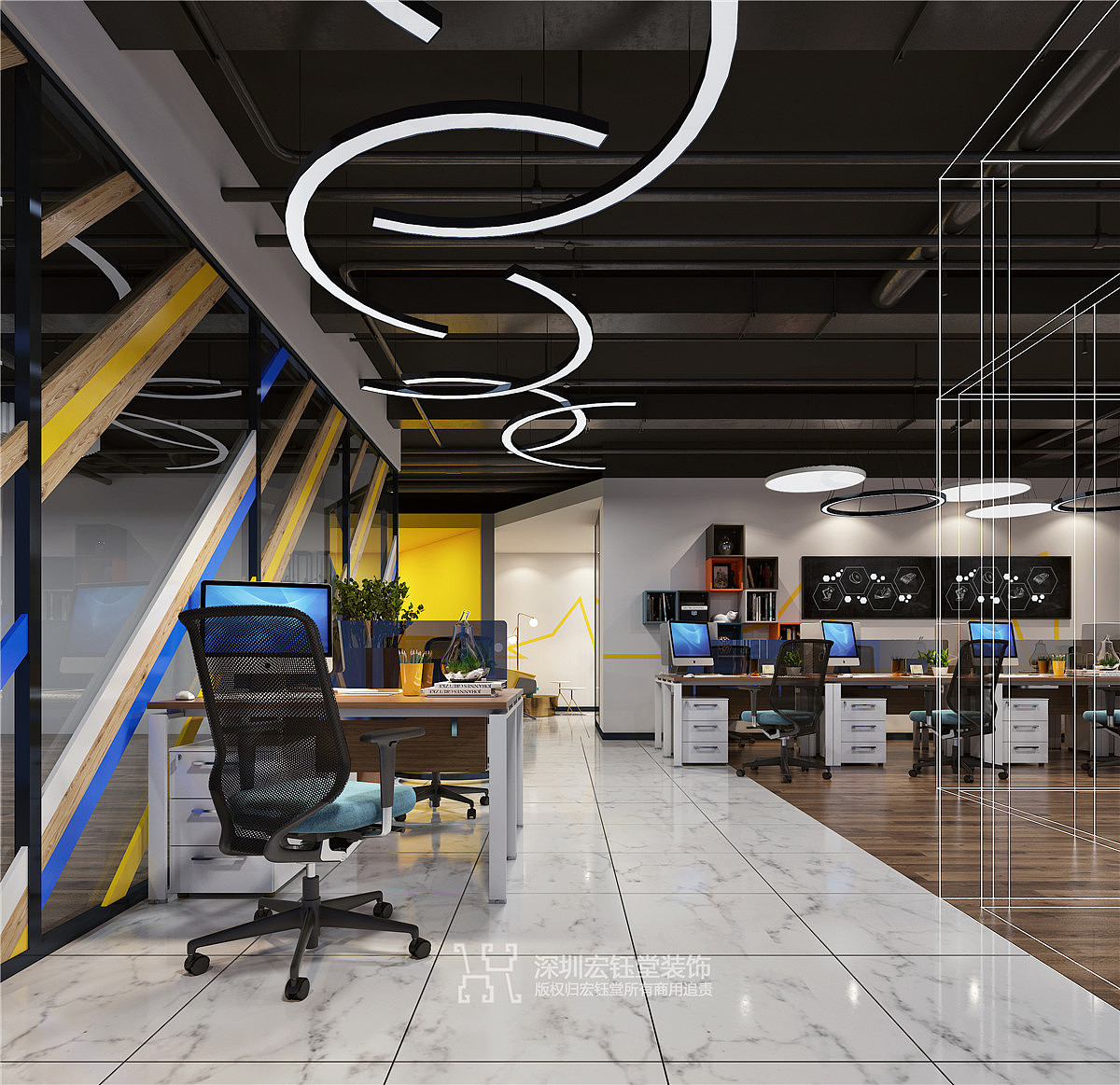 鄭州時(shí)尚前衛(wèi)的企業(yè)辦公室裝修設(shè)計(jì)圖|宏鈺堂辦公設(shè)計(jì)