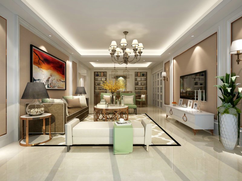 廣州深業(yè)&middot;江悅灣歐式風(fēng)格三居室裝修效果圖_130平米13萬裝修設(shè)計案例