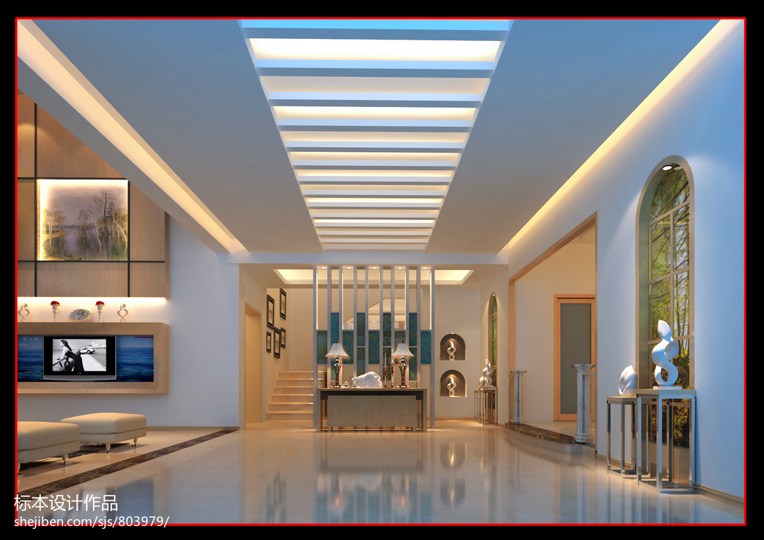 石碣麗景豪庭劉總別墅_東南亞風格玄關(guān)淺藍色吊頂白色燈帶裝修效果圖大全2013圖片 &ndash; 設(shè)計本裝修效果圖