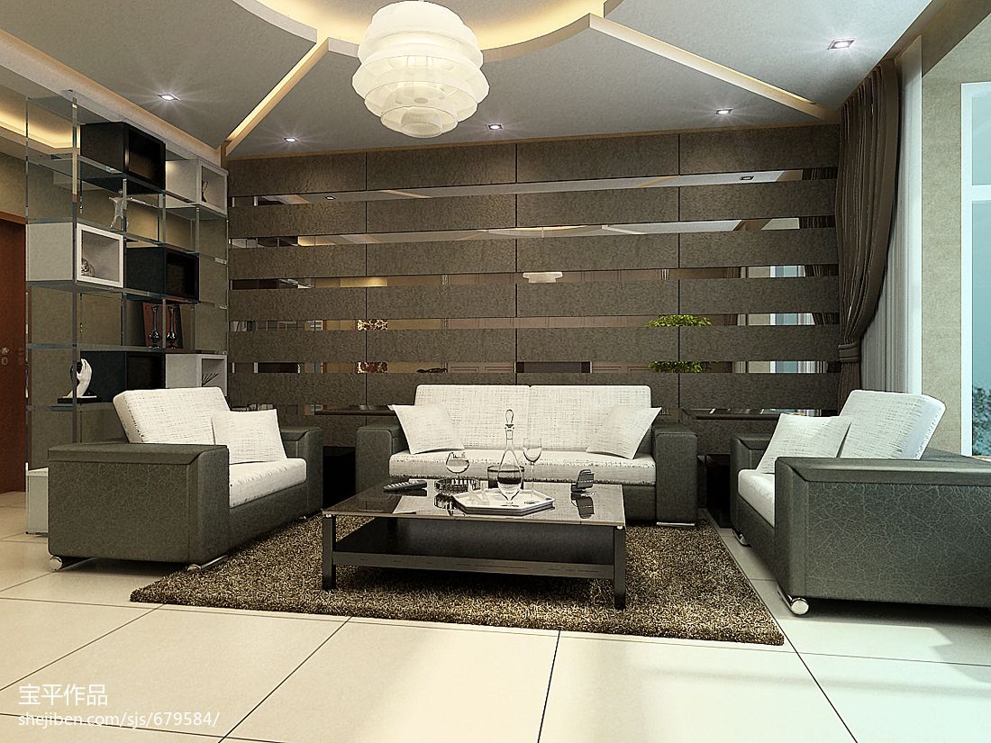 辛集九方麗都現(xiàn)代客廳電視墻隔斷裝修效果圖 &ndash; 設計本裝修效果圖